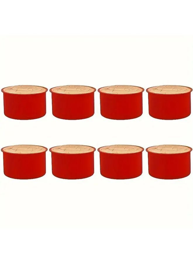 Red Silicone Baking Molds Set Of 8 4 Inch Non Stick Reusable Cake Dessert Pans - Image 5